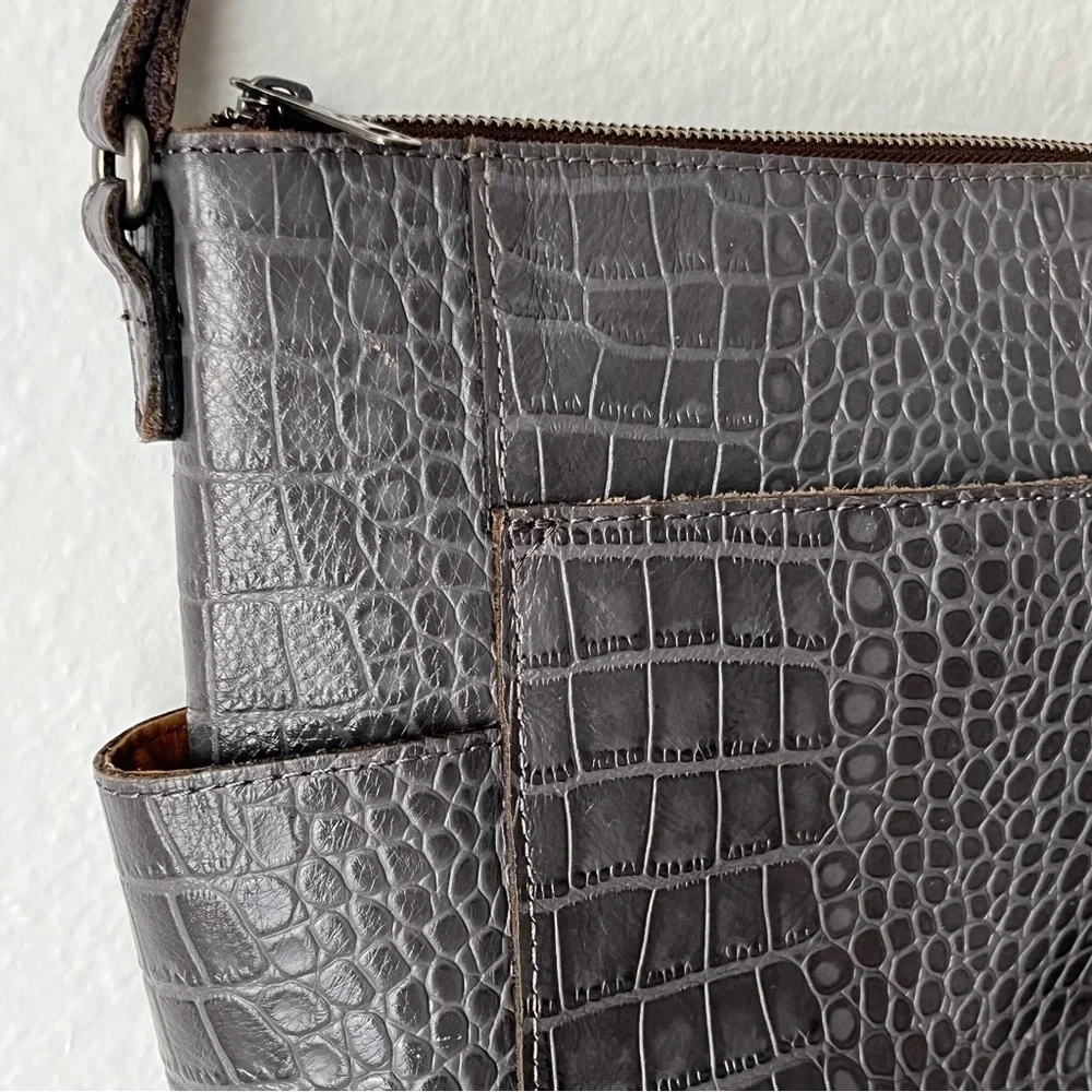 Patricia Nash Gray Crocodile-Embossed Shoulder Bag - Picture 6 of 16